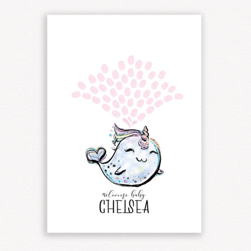 Narwhal Fingerprint Guestbook for a baby shower