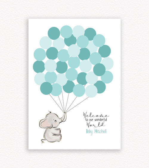 Welcome to our wonderful world baby shower guest book - Colour Cyan