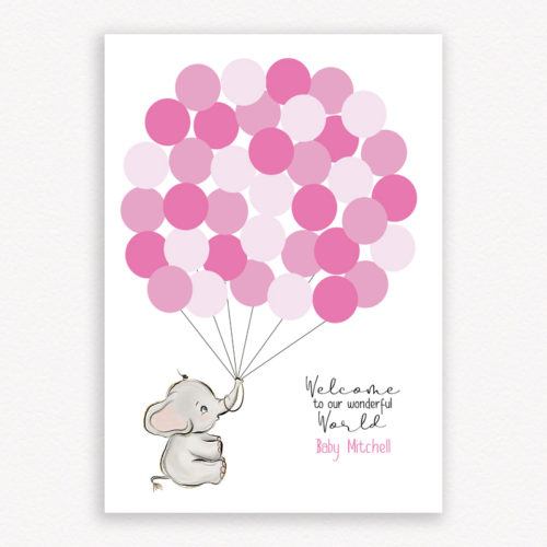 Welcome to our wonderful world baby shower guest book - Colour Pink