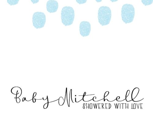 Cloud Baby Shower Fingerprint Guest Book for a boy