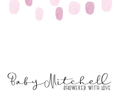 Showered with Love - Pink Cloud | Baby Shower Fingerprint Guest Book - Image 4