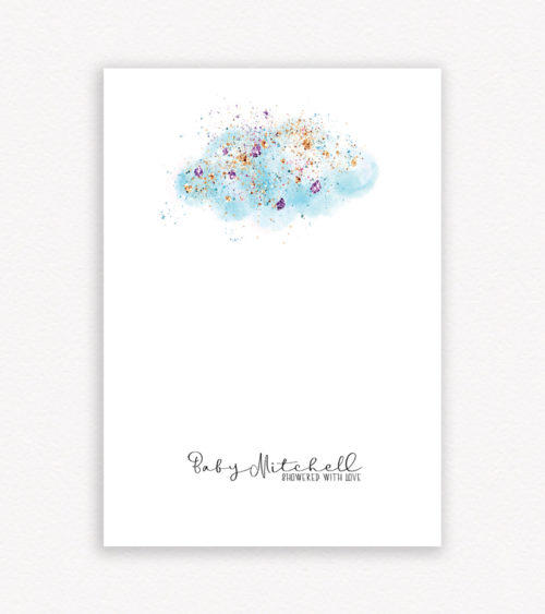 Showered with Love - Blue Cloud - Baby Shower Guest Book for fingerprints