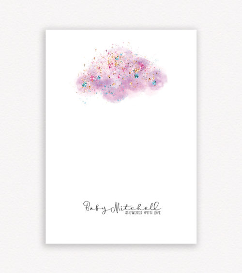 Showered with Love - Baby Girl, Baby Shower - Pink Cloud Fingerprint Guest Book